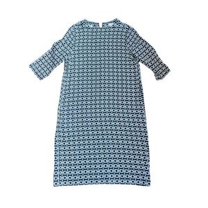 S'MaxMara Geometric Print Midi Dress Black White Long Sleeve Women's Size 4